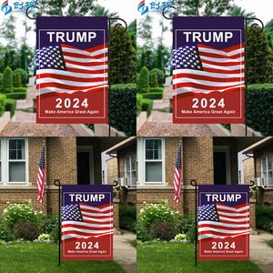 2024 Trump Allmänna Val Banner Flaggor Presidential Amerikanska kampanjen för trädgårdsflagg Gör Amerika Great igen Banderoller cm cda Q2