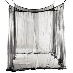 4-hörnbädd Netting Canopy Mosquito Net för Queen / King Stora 190 * 210 * 240cm (Svart) Bäddar Gardin Rumsdekoration