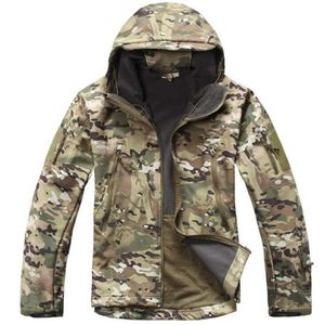 Kurtka taktyczna Mężczyźni Outdoor Wojskowy Kamuflaż Wodoodporna Soft Shell Kurtki Męskie Zimowe Ciepłe Fleece Płaszcze Hunt Ubrania 210909