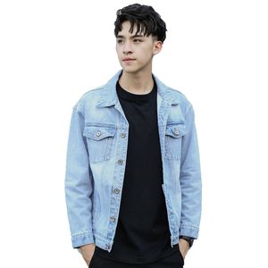 Novo Design Lapel Pescoço Casaco de Manga Longa Botão Único Qualidade Inverno Homens Bomber Denim Algodão Casaco S M L