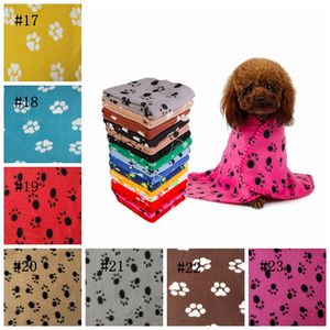 kennels Pet Blanket Small Paw Print Towel Cat Dogs Fleece Soft Warmer Lovely Blankets Beds Cushion Mat Dog Cover 22 Colors LLS34-WLL