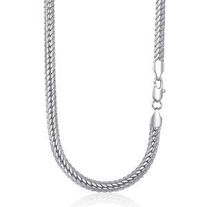 6mm Womens Mens Necklace Chain Hammered Close Rombo Link Curb Cuban White Gold Filled GF Fashion Jewelry Accessories DGN337 Chains