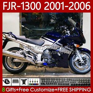 Carrozzeria OEM per YAMAHA FJR-1300 FJR 1300 A CC FJR1300A 01-06 Moto Bodys Blu argento 106No.31 FJR1300 01 02 03 04 05 06 FJR-1300A 2001 2002 2003 2004 2005 2006 Kit carenatura