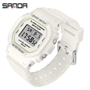 SANDA White Fashion Women's Watches Waterproof LED Digital Watch for Female Clock Ladies Sport Wristwatch relogio feminino 293 210616