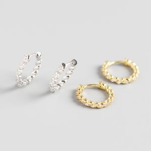 Wholesale sterling silver twisted hoop earrings resale online - 100 Real Sterling Silver Hoop Earrings for Women INS Geometric Twist Zircon Earring Wedding Engagement Jewelry YME665