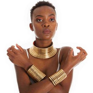 UDDEIN Vintage Bildirimi Gerdanlık Kolye Kolye Moda Altın Renk Deri Kadınlar için Afrika Takı Yaka Maxi Kolye Seti H1125