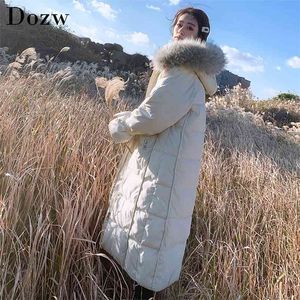 Fashion Long Parka Women Coat Solid Hooded Thicken Space Cotton Padded Casual Warm Ladies Jacket Outwear Manteau Femme 210515