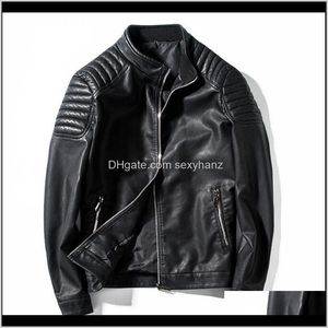 Mens faux grossist motorcykel läder manlig ledig stativ krage mode bomber jacka jaqueta de couro masculino outwear hqc5r nnca7