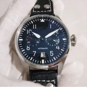 Klassische neue Herren-Armbanduhr, automatische mechanische Sier-Armbanduhr aus schwarzem Leder, limitierte Auflage
