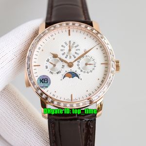 10 Orologi di alta qualità in stile 42mm Oro rosa Les Cabinotiers 6610C / 000R-B630 Orologio automatico da uomo con quadrante bianco Cinturino in pelle da uomo con cinturino in diamanti