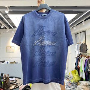 メンズTシャツSUMMER WE11カラーアルファベット刺繍ネクタイ染料ラウンドネック半袖メンズとレディースカジュアルウェアルースTシャツ