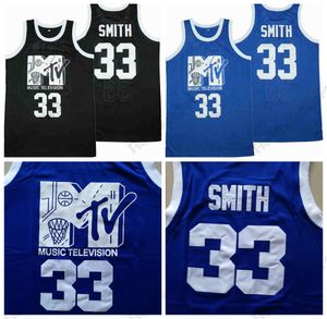 Męskie koszulki do koszykówki # 33 Will Smith Jersey Music Television First Rock Rock N'Jock B-Ball Jam 1991 Szyte Koszule Black S-XXL
