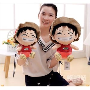 1pc 30cm 45cm Cartoon One Piece Monkey d Luffy Plush Doll Stuffed Toy Kids Girl Boy Infant Creative Festival Gift Q0727