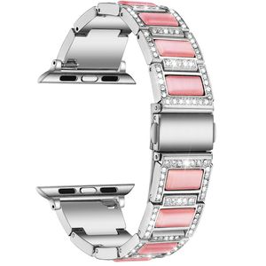 Schmuck Diamant Metallband für Apple Watch-Bands 44mm 42mm 40mm 38mm Harz-Armband Frauen-Uhrenband IWATCH-Serie 6 5 4 SE-Armbänder Smart Accessoires