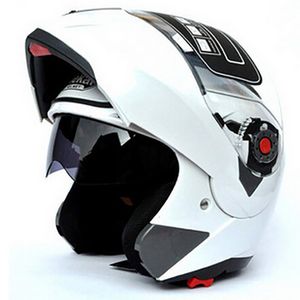 Motorfiets Flip Up Safety Double Lens Dot ECE Moto Motorbike met Inner Sun Vizier Helmen Jiekai