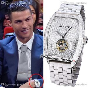 TWF V2 Cintree Curvex Automatik Tourbillon Herrenuhr, gepflastertes Zifferblatt mit Diamanten im Baguetteschliff, Edelstahlarmband, Super Edition, Cristiano Ronaldo Puretime F05a1