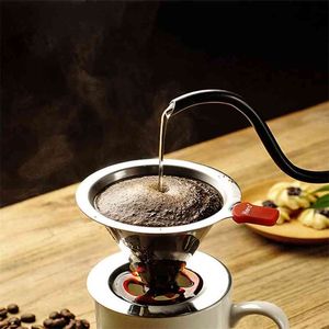 Reutilizável Malha Coffee Dripper Filtro de Aço Inoxidável Titular Filtros para Despeje Over Maker 210423