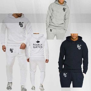2021 New Men's Casual Golf PG Print Sports Wear Suits Fashion Pullover Hoodie Tracksuits(4 Colors) S-4XL X0909