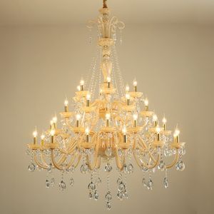 Crystal Large Chandeliers Luxury Living Room Villa Restaurang Trappa Ljus avancerad hotelllobby Champagne Guldljuslampor