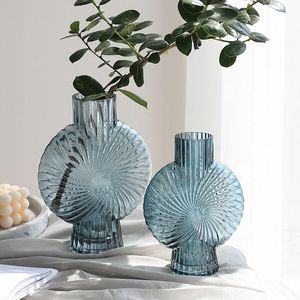 Vases European Modern Glass Vase Spiral Pattern Art Home Decoration Hydroponics Living Room Desktop Decor Furnishings Ornament