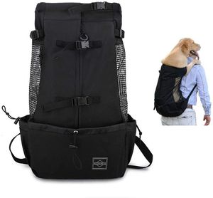 Adjustable Pet Dog Backpack Carrier for Small Medium Large Dogs Knapsack Solid Ventilation Puppy Bag Extra Pockets to Bike Hiking Motorcycle Black XL C10