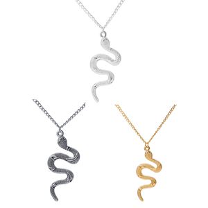 Collane con pendente a forma di serpente punk casual Collana con dichiarazione di gioielli da uomo color argento dorato