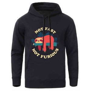 Söt tecknad sloth print hooded sweatshirts för man hajuku vinter varma fleece pullover hoodies man 2020 mode sportkläder h1227