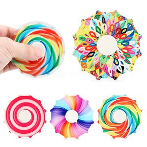 Kontor Fidget Toy Dubbelsidig Fingertip Spinning Top Rainbow Color Antistress Spinning Toy Present Antistress Barnens leksak Cy14