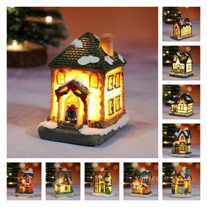 Jul dekorativa lampor Micro landskap harts hus små ornament julklappar t2i52660