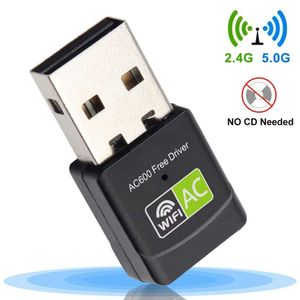 Adaptador USB WiFi USB Ethernet WiFi Dongle 600Mbps 5Ghz Lan USB Wi-Fi Adaptador PC Antena Wi Fi Receptor AC Placa de rede sem fio