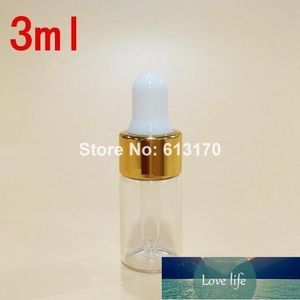 3ML Clear glass Dropper Bottles Empty Essential Oil bottle Mini small Vials liquid refillable packing container 100pc/Lot