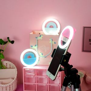 Belysning LED Selfie Ring Light USB CHARGE DIMMABLE LENS MINI Fill Light Clip Portable för Makeup Video Live all telefonlampa