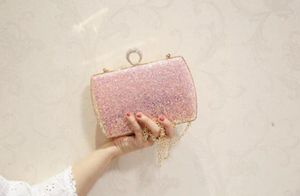 2022 new fashion pink Sequined Scrub Clutch Women's Evening Bags Clutches Gold Wedding Purse Female Handbag 04