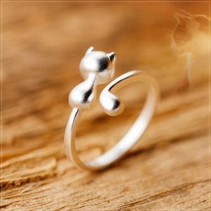 Classic 925 Sterling Silver Animal Finger Ring for Women Fashion Simple Lovely Kittle Free Size Fine Jewelry Bijoux 210707