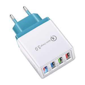 5V3A Adattatore di alimentazione veloce Porte USB 4USB Caricatore da muro adattivo Ricarica intelligente Viaggio universale EU US Plug opp pack Alta qualità