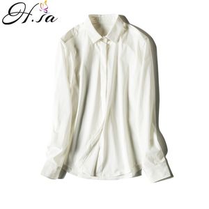 H.SA Spring Office Ladies White Blouses Long Sleeve Formal Blusas Solid Korean Workwear Women Shirt Tops chemisier femme 210417