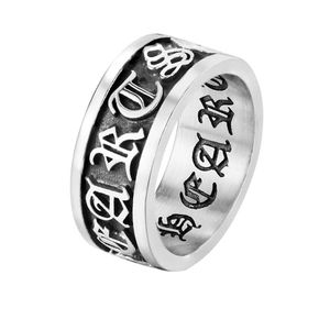 Mężczyźni Punk Vintage Band Rings moda indywidualność rzeźba motocykl tytan krzyż ze stali nierdzewnej Trend Hip Hop pierścionek biżuteria akcesoria rozmiar 7-12