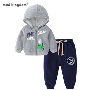 Mudkingdom meninos outfits outono algodão com capuz crianças esportes vestuário conjunto dos desenhos animados pants pants 210615