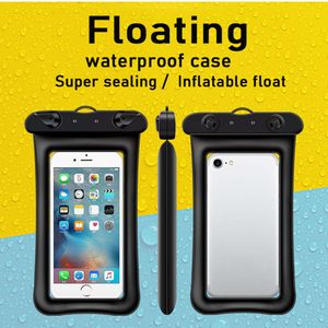 Flytande Vattentät Floatage Telefon Väskor för all mobiltelefon iPhone 12 Samsung Huawei Xiaomi Sommar Swimming Rafting Beach Water Paly Phones Bag Case