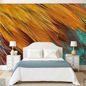 Tapety 3D Animal Colorful Feather Print Tapeta Mural do sypialni Papel Pintado Rollo Decorativo Pared Custom Size Paper