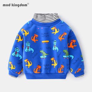 Mudkingdom Boys Sweatshirts長袖タートルネックプルオーバー子供服漫画恐竜カジュアル暖かい210615