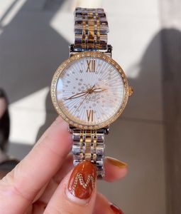 Gorgeous Rhinestone Sky star Wrist watch Casual Women Quartz Watches Ladies stainless steel Geometric Number Clock 33mm