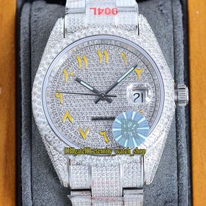 eternity Hip hop Watches RRF Latest products 126334 126331 126333 Yellow Arab Diamonds Dial A2824 Automatic Iced Out Full Mens Watch 904L Steel Diamond Case Bracelet