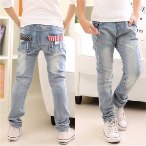Autumn Spring Baby Boys Jeans Pants Kids Clothes Cotton Casual Children Trousers Teenager Denim 4-14Year 211102