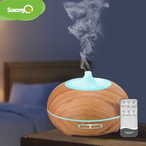 saengQ Electric Aroma Diffuser 400ML Air Humidifier Remote Control Cool Mist Maker Fogger Essential Oil With LED Lamp 210724