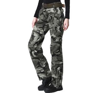 Calças de Carga Mulheres Exército Ferramental Calças Estilo Militar Calças Femme Camo Solto Feminino Multi-bolso Camuflagem Pant Plus Tamanho 210518