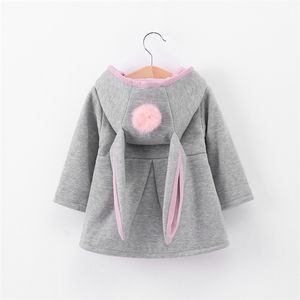 Inverno autunno neonate cappotto manica lunga 3D orecchie di coniglio moda casual felpe per bambini abbigliamento abbigliamento per bambini Capispalla 211011