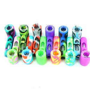 Wholesale titan pipe for sale - Group buy Titan Silicone Spoon Hand Pipe With Glass Bowl Bong Recycler Water Pipes Oil Rigs Smoking Accessories