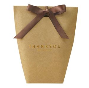 Squisito sacchetto di carta di ringraziamento Scatole regalo pieghevoli di grandi dimensioni senza sacchetto di imballaggio per caramelle a nastro
