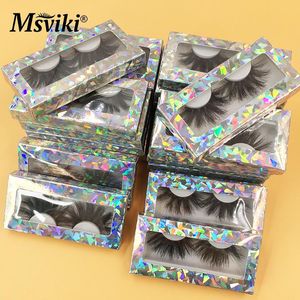 Falska ögonfransar Fluffy 25 mm Mink Bulk Cruelty Gratis 8D Fake Eyelash Box Förpackning Partihandel Naturliga 5D Lashes Vendor Makeup Set